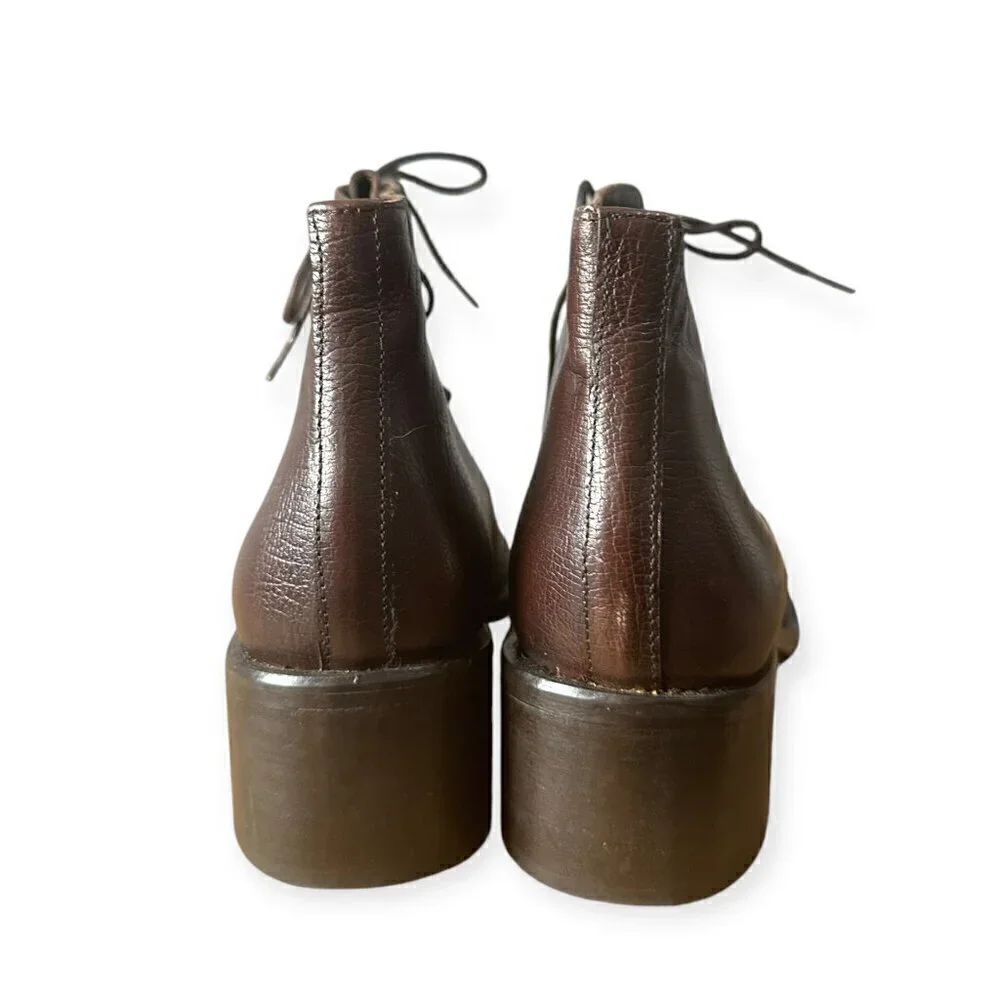 Vintage Y2K, Brown Leather Chukka Booties, Italian Made, Size 39EU